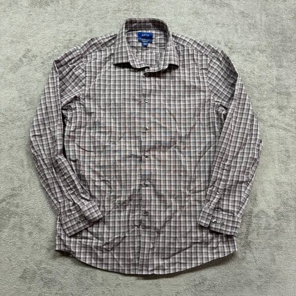 Apt 9 Button Up Shirt Mens‎ Large Slim Flit Purple 16-16.5 Work Casual Formal - Picture 1 of 5